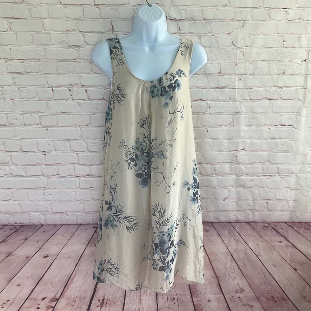 Adele Altman Italian silk blend sleeveless floral dress